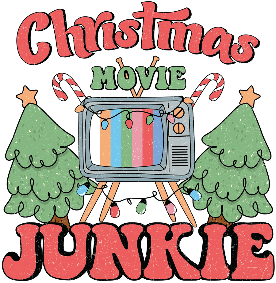 Christmas Movie Junkie Design - DTF Ready To Press