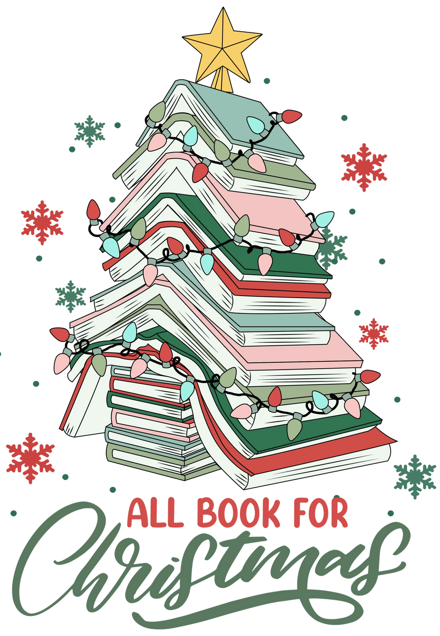 All Book For Christmas Tree Design - DTF Ready To Press