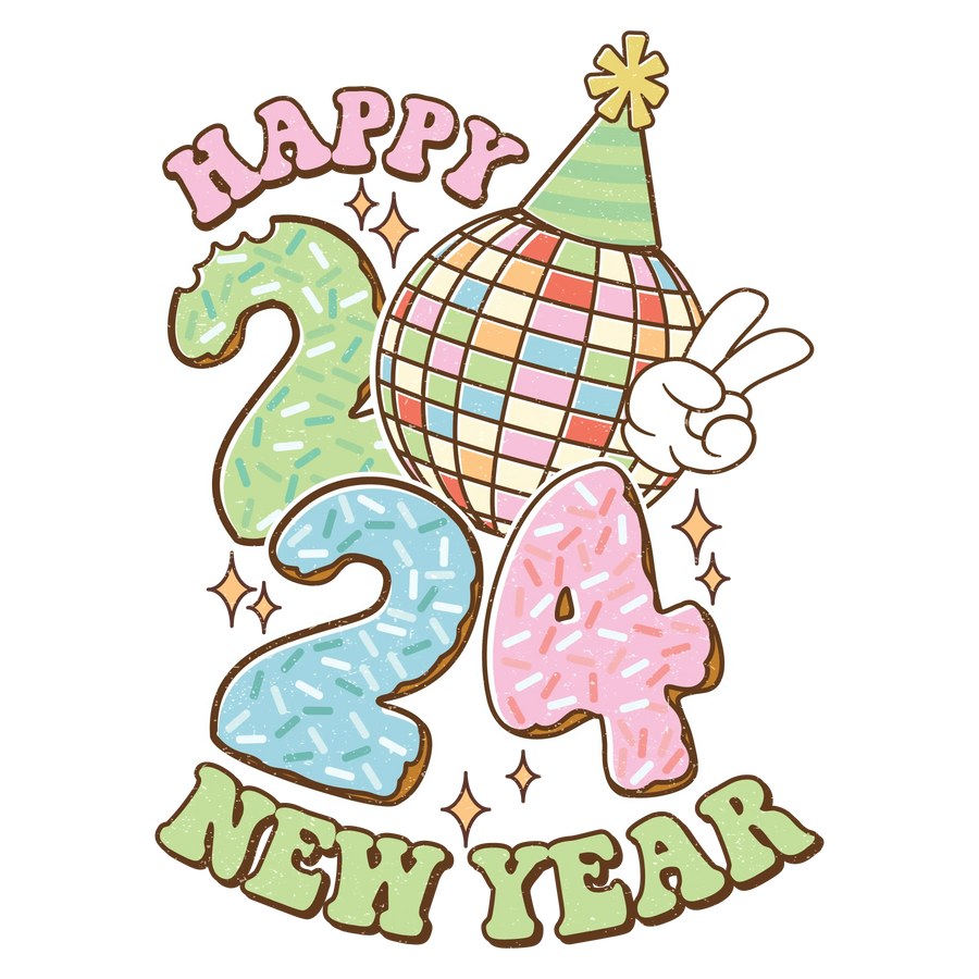 Happy New Year 2024 Christmas Party Design - DTF Ready To Press