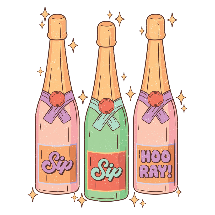 Sip Sip Hooray Christmas Design - DTF Ready To Press