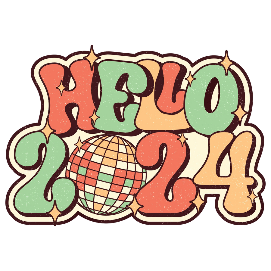 Hello 2024 Christmas Design - DTF Ready To Press