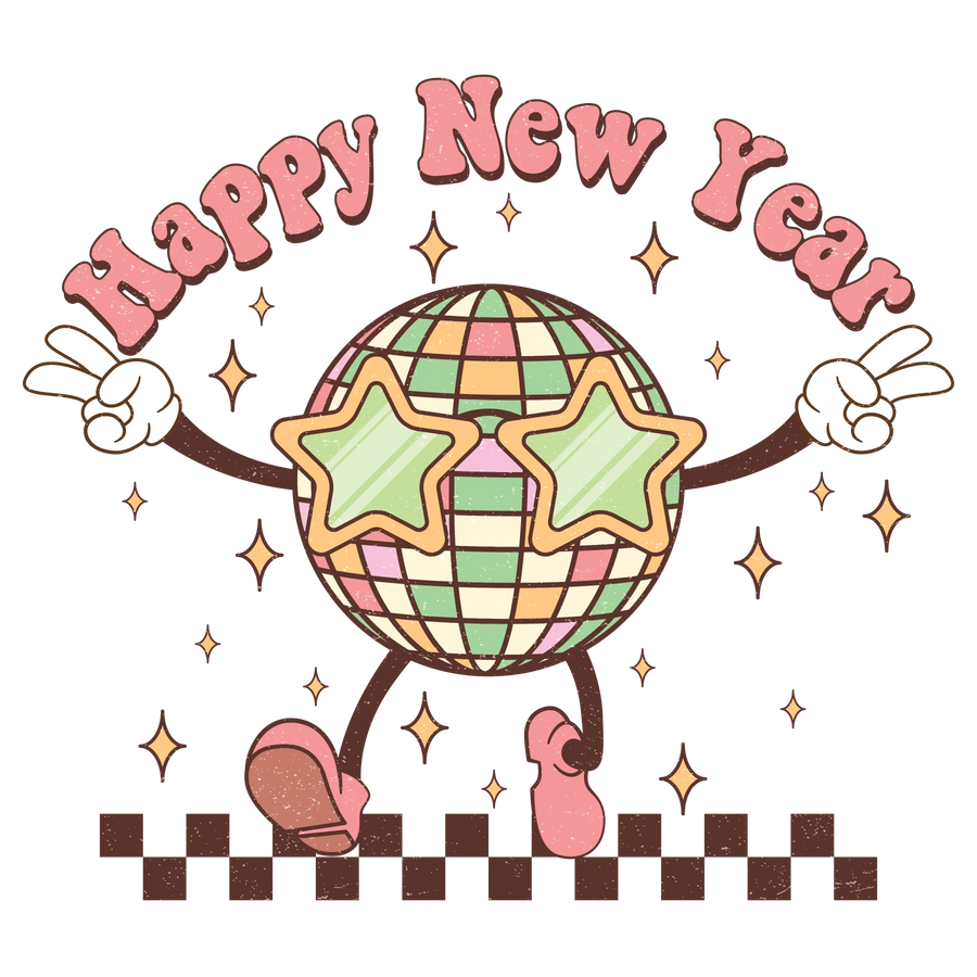 Happy New Year Christmas Design - DTF Ready To Press