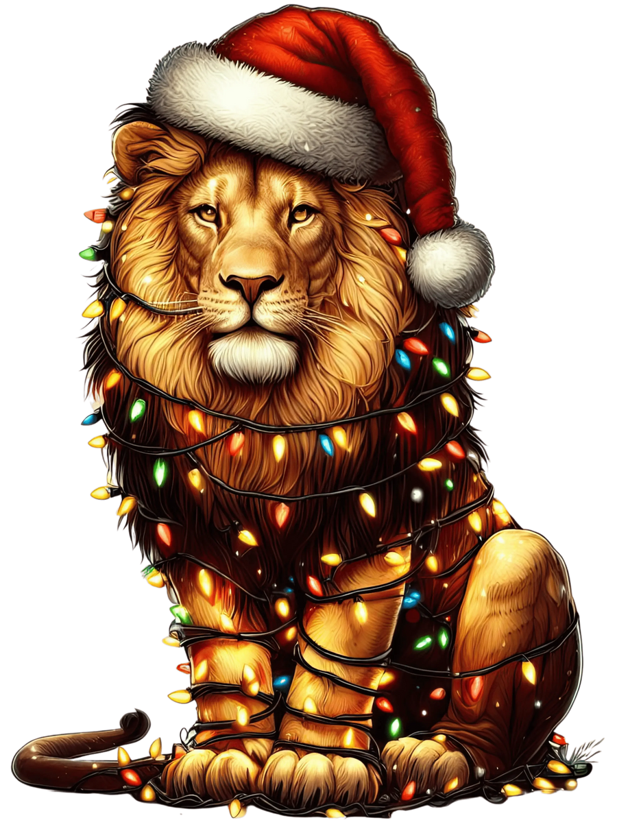 Christmas Lion Tree Design - DTF Ready To Press