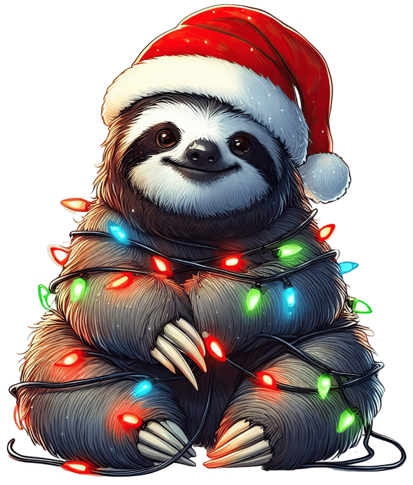 Christmas Sloth Tree Design - DTF Ready To Press