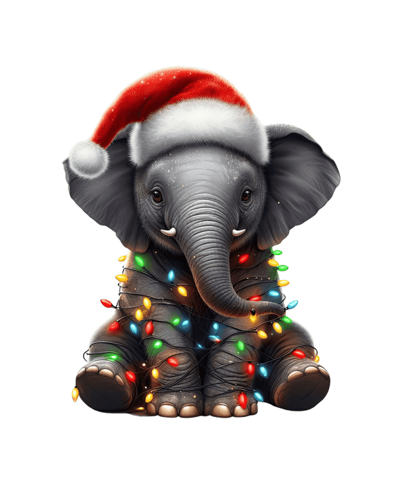 Christmas Elephant Tree Design - DTF Ready To Press