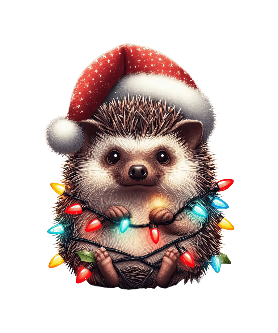 Christmas Hedgehog Tree Design - DTF Ready To Press