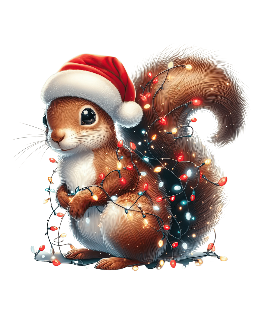 Christmas Squirrel Tree Design - DTF Ready To Press