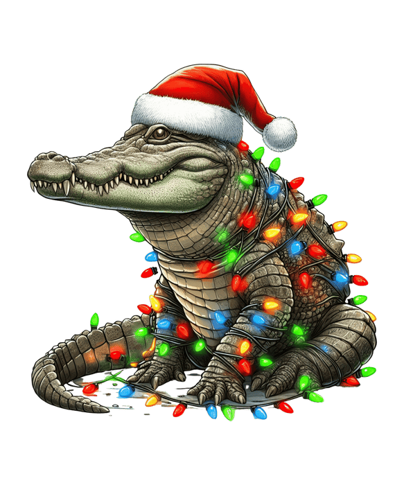 Christmas Crocodile Tree Design - DTF Ready To Press