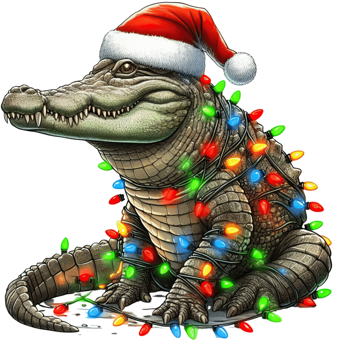 Christmas Crocodile Tree Design - DTF Ready To Press