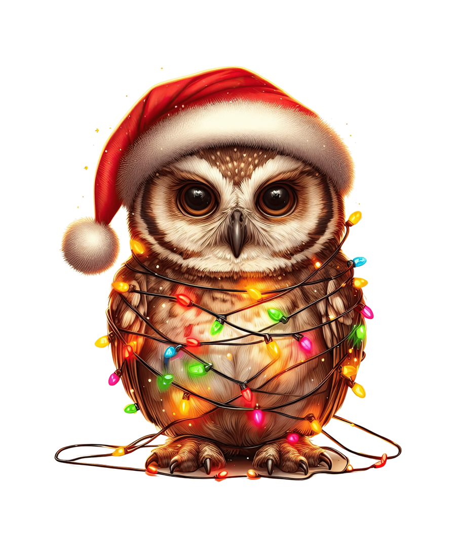 Christmas Owl Tree Design - DTF Ready To Press
