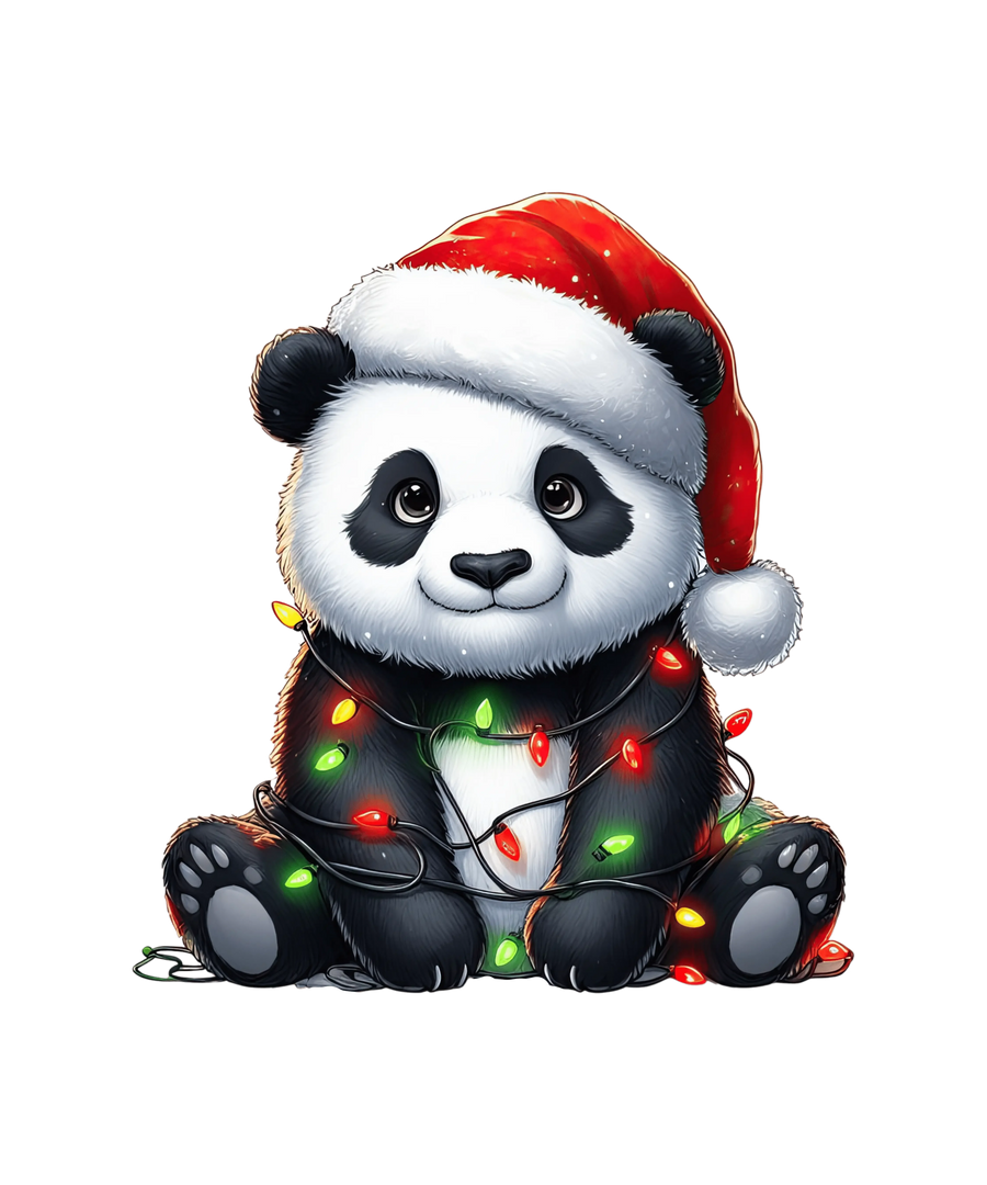 Christmas Panda Tree Design - DTF Ready To Press