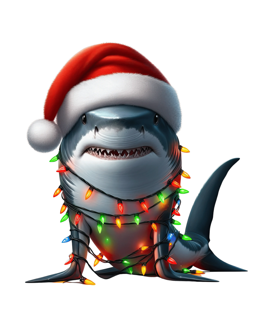 Christmas Shark Tree Design - DTF Ready To Press