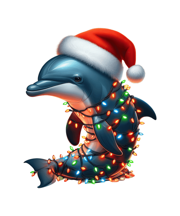 Christmas Dolphin Tree Design - DTF Ready To Press