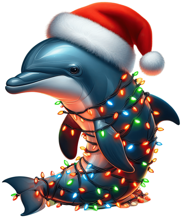 Christmas Dolphin Tree Design - DTF Ready To Press