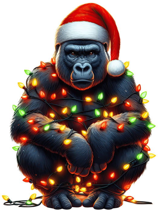 Christmas Gorilla Tree Design - DTF Ready To Press