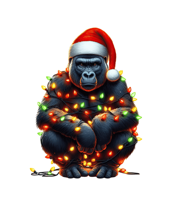 Christmas Gorilla Tree Design - DTF Ready To Press