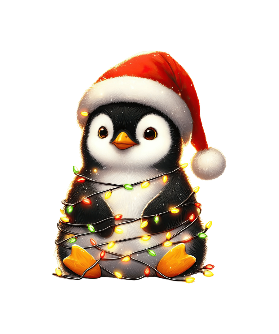 Christmas Penguin Tree Design - DTF Ready To Press