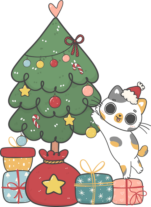 Christmas Cat Gifts Design - DTF Ready To Press