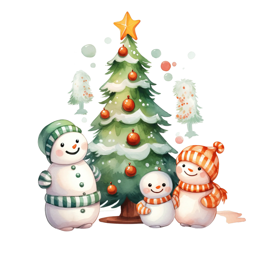 Christmas Snowman Tree Design - DTF Ready To Press
