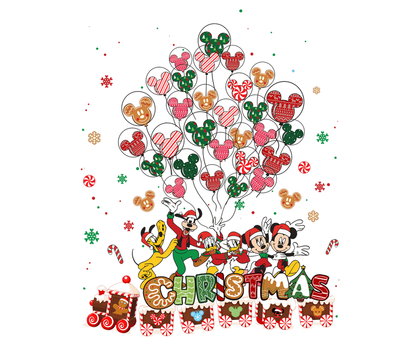 Mickey And Friends Merry Christmas Design - DTF Ready To Press