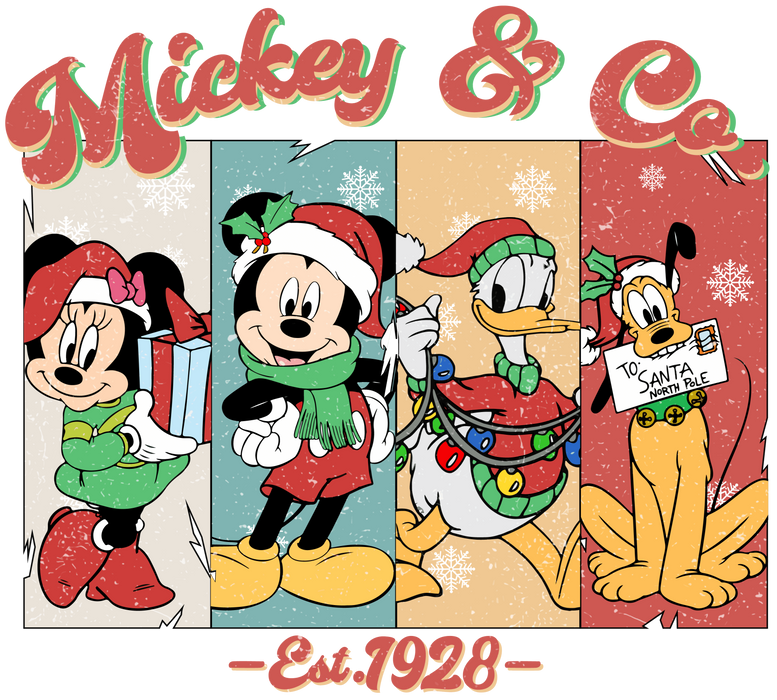 Mickey Co Est 1928 Christmas Design - DTF Ready To Press