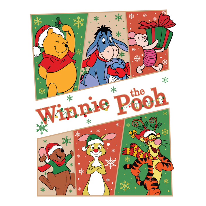 Winnie The Pooh And Friends Christmas Design - DTF Ready To Press