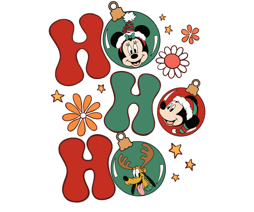 Ho Ho Ho Mickey Mouse Christmas Design - DTF Ready To Press