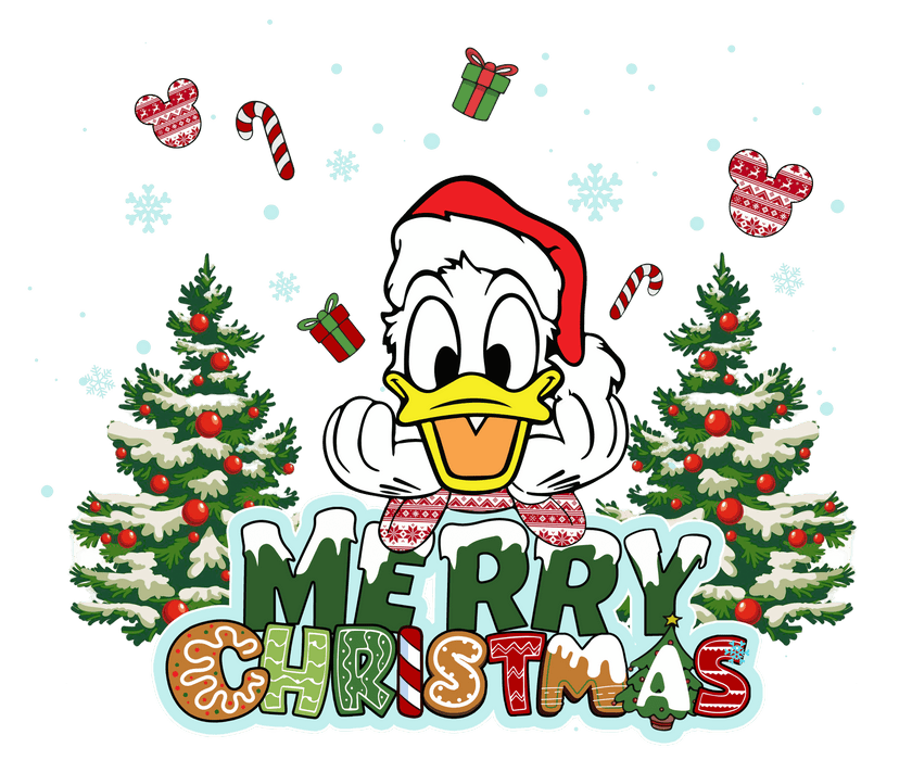 Donald Duck Christmas Tree Design - DTF Ready To Press