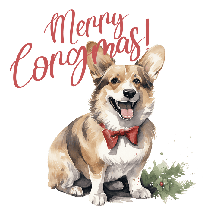 Merry Christmas Corgi Design - DTF Ready To Press