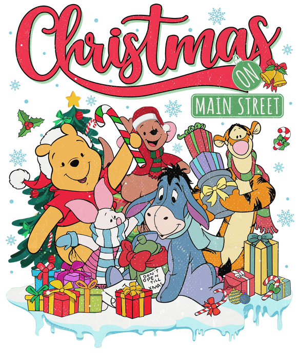 Winnie The Pooh Christmas Design - DTF Ready To Press