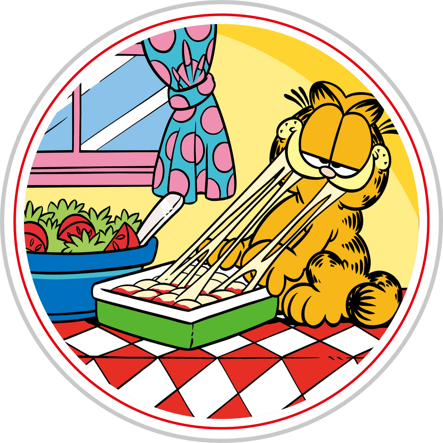 Eating Lasagna Garfield Cartoon Design - DTF Ready To Press