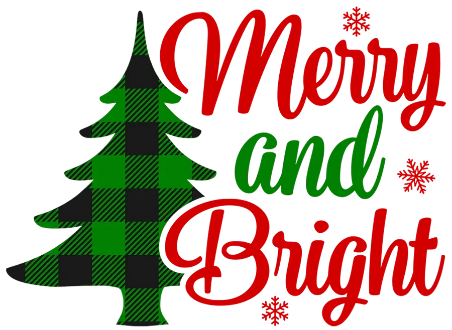Merry And Bright Christmas Everyone Design - DTF Ready To Press