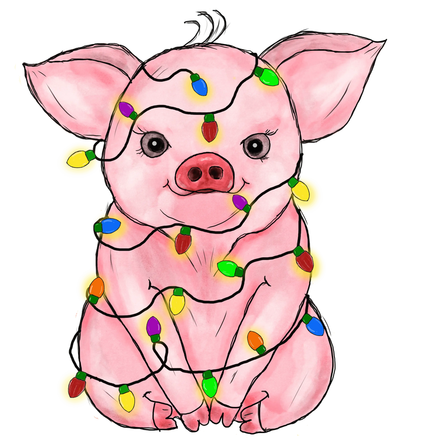 Christmas Pig Design - DTF Ready To Press