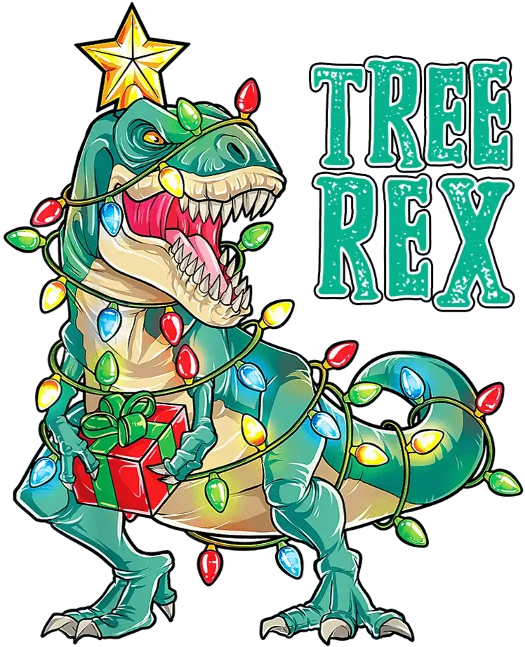 Christmas T-rex Design - DTF Ready To Press