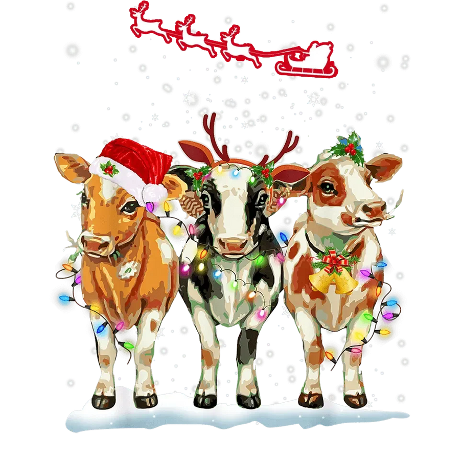 Christmas Cow Design - DTF Ready To Press