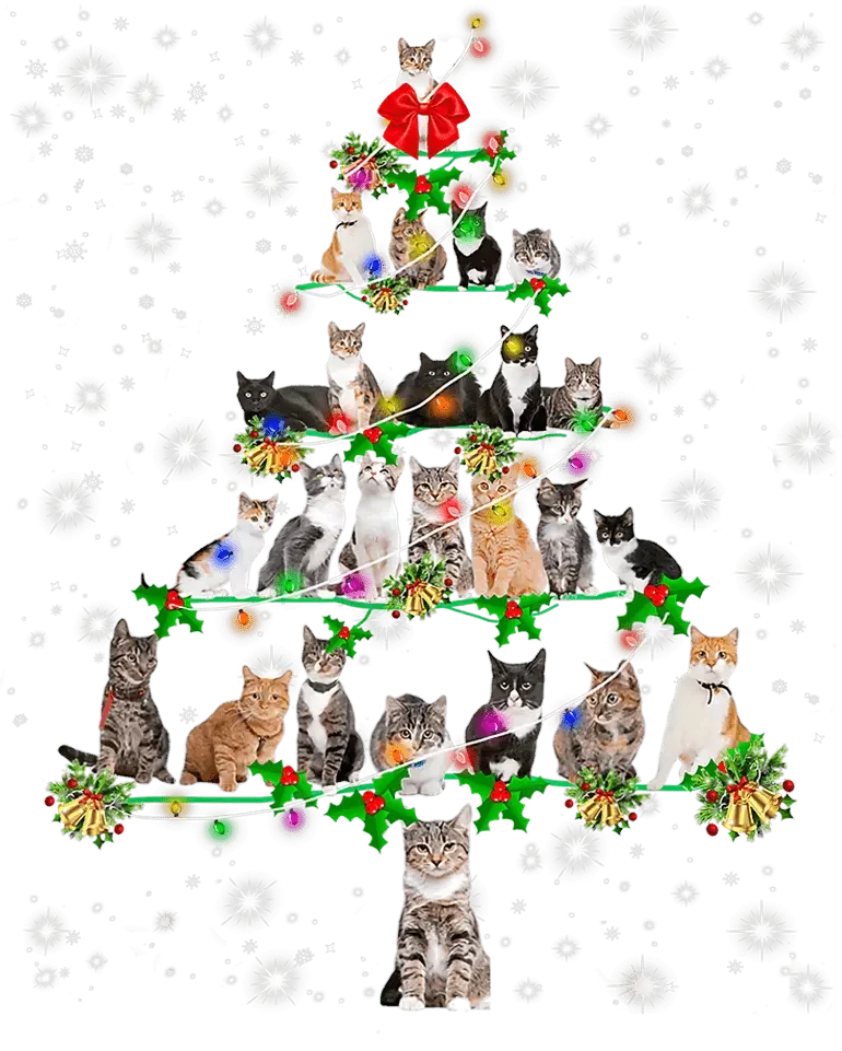 Christmas Cat Tree Collage DTF Transfer Ready to Press