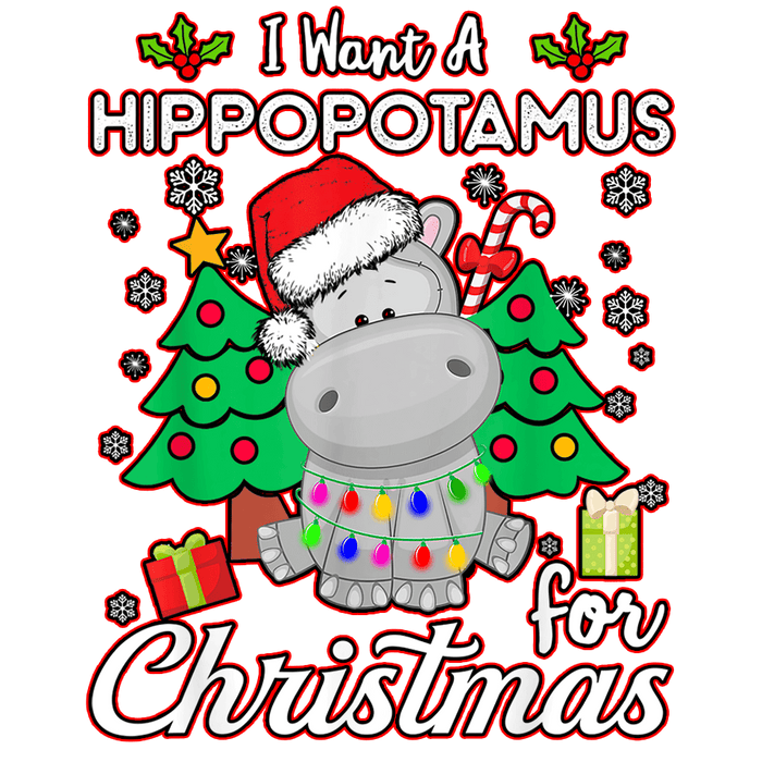 Christmas Hippopotamus Design - DTF Ready To Press