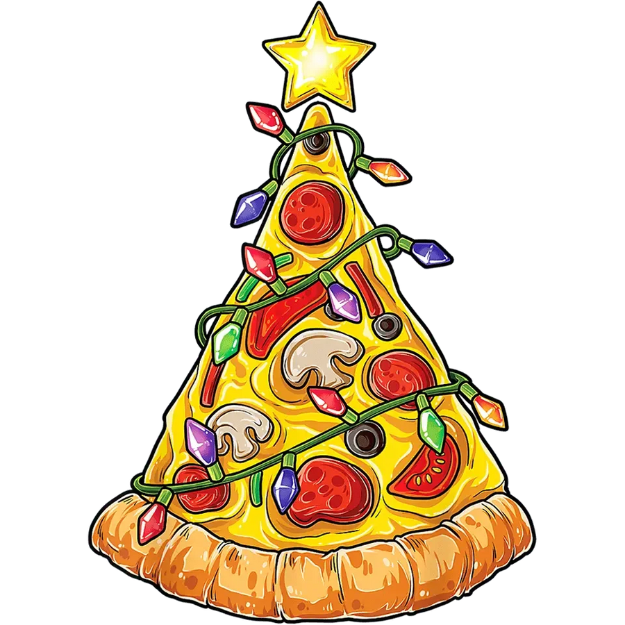 Christmas Pizza Tree Design - DTF Ready To Press
