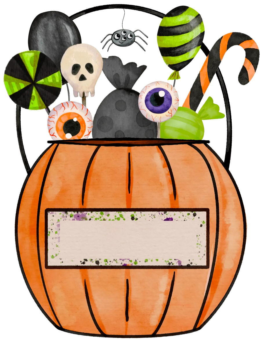 Halloween Orange Candy Bucket Design - DTF Ready To Press