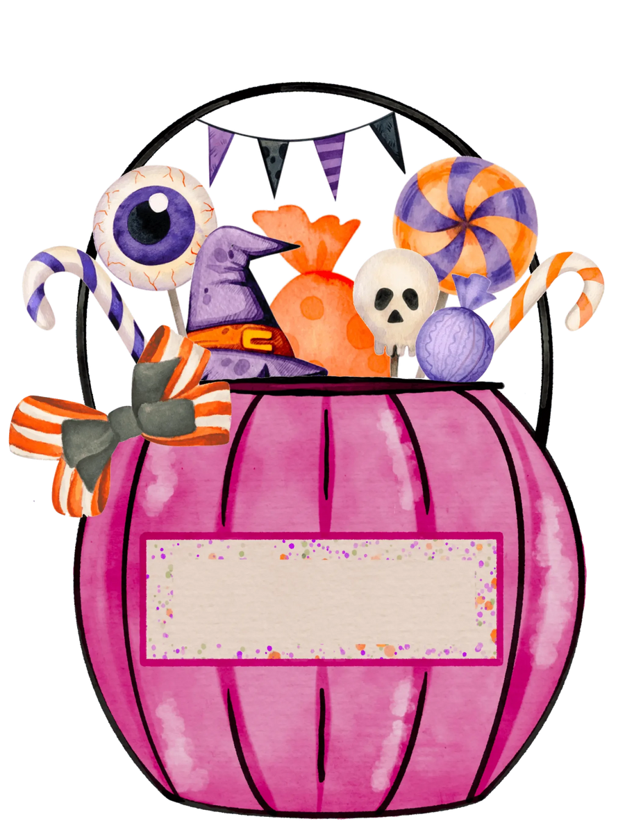 Halloween Pink Candy Bucket Design - DTF Ready To Press