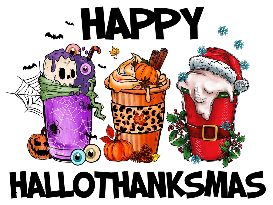 Happy HalloThanksMas Design - DTF Ready To Press
