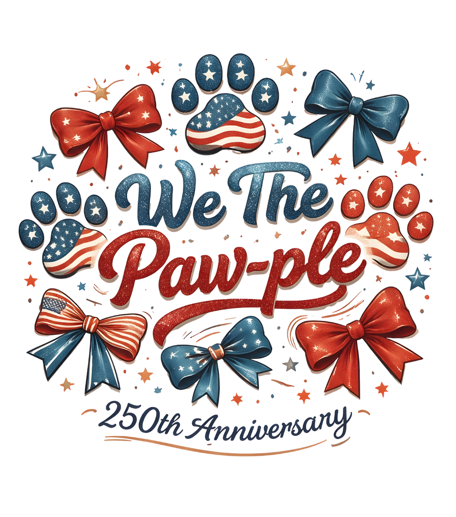 We The Paw-ple 250th Anniversary Patriotic Dog Paw DTF Transfer Ready to Press