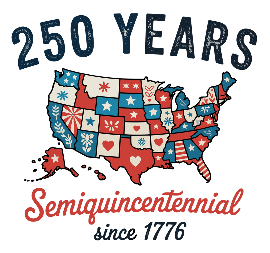 America 250 Years Semiquincentennial Map DTF Transfer Ready to Press