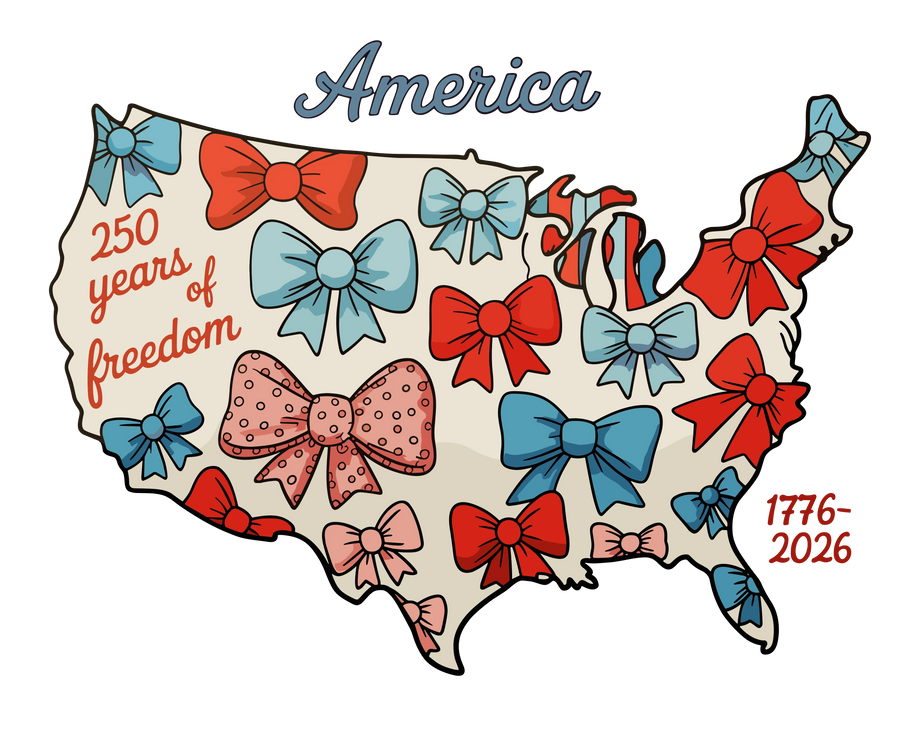 America 250 Years of Freedom Bow Map DTF Transfer Ready to Press