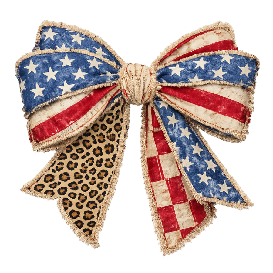 Patriotic Leopard Bow DTF Transfer Ready to Press