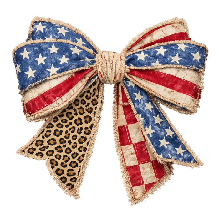 Patriotic Leopard Bow DTF Transfer Ready to Press