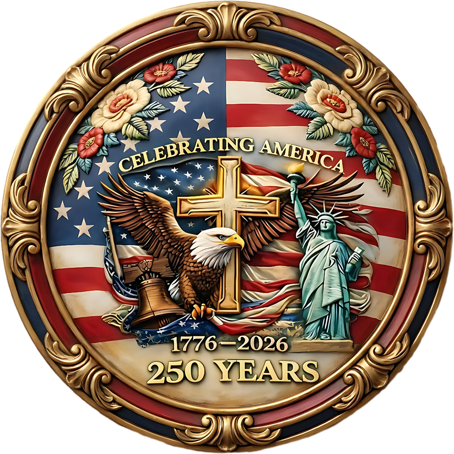 Celebrating America 250 Years Patriotic Eagle Cross DTF Transfer Ready to Press