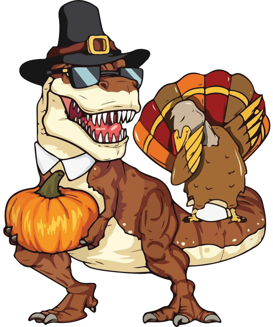 Diseño de T-rex para Acción de Gracias: DTF listo para imprimir