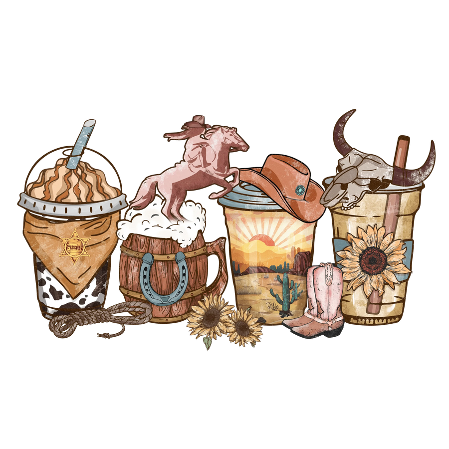 Western Drink Design - DTF Ready To Press
