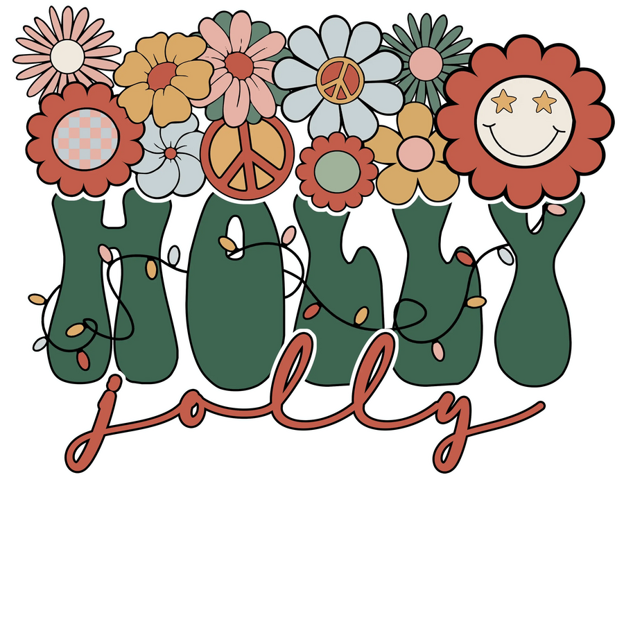 Holly Jolly Christmas Design - DTF Ready To Press